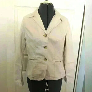 Van Heusen beige tan cream cotton blazer jacket Women XS